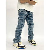 Threebooy Y2K Fashion Baggy Stacked Jeans Pants Men Streetwear Washed Blue Straight Women Denim Trousers Ropa Hombre